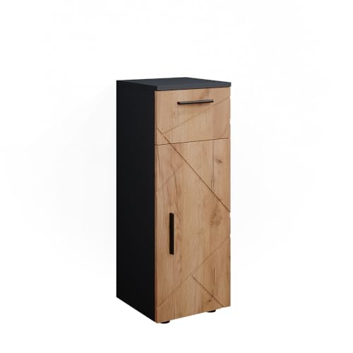 Vicco Midischrank Goldkraft Eiche/Anthrazit Irma 30x81x30 cm - Badezimmermöbel, Ideal für kleine Räume und schmale Nischen von Vicco