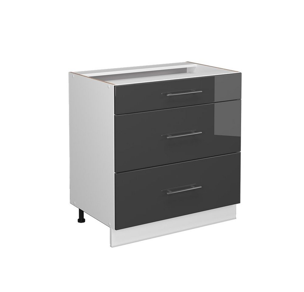 Vicco Midischrank Fame-Line Anthrazit HG/Weiß 80x81.6cm mit 3 Schubladen ohne AP Vicco Midischrank Fame-Line Anthrazit HG/Weiß 80x81.6cm mit 3 Schubladen ohne AP von Vicco