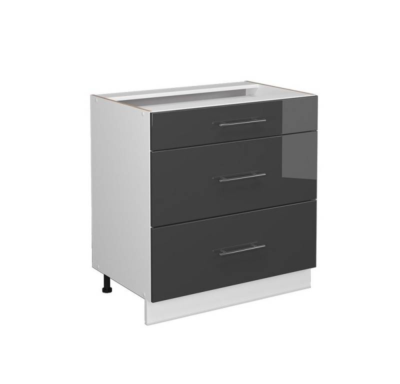 Vicco Midischrank Fame-Line Anthrazit HG/Weiß 80x81.6cm mit 3 Schubladen ohne AP von Vicco