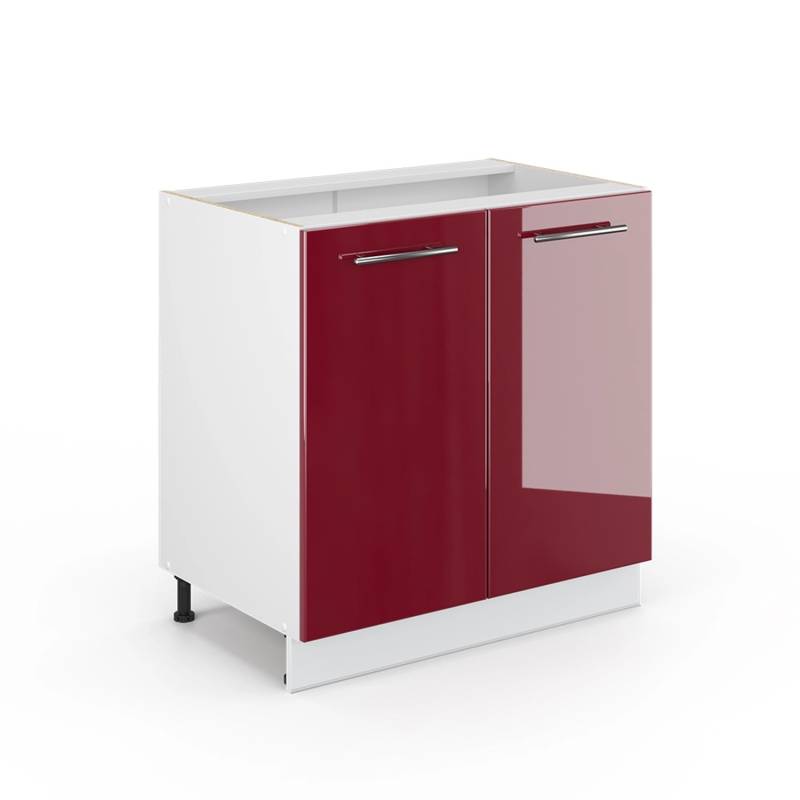 Vicco Midischrank Fame-Line Bordeaux Hochglanz/Weiß 80 x 82 cm mit Regal ohne Arbeitsplatte von Vicco