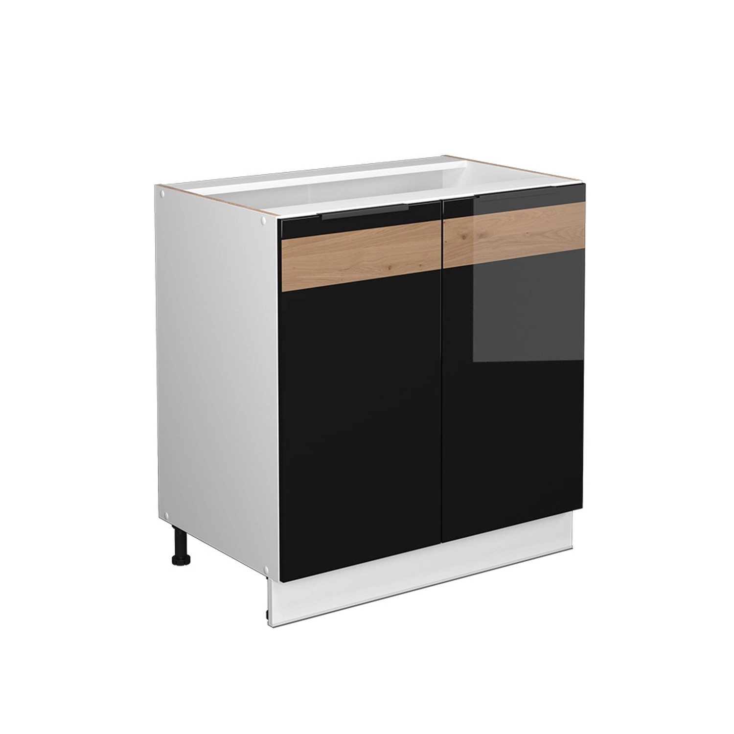 Vicco Midischrank Fame-Line Schwarz-Eiche Hochglanz/Weiß 80 x 82 cm mit Regal ohne Arbeitsplatte Vicco Midischrank Fame-Line Schwarz-Eiche Hochglanz/Weiß 80 x 82 cm mit Regal ohne Arbeitsplatte von Vicco