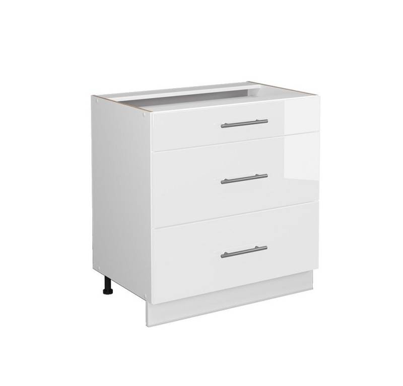 Vicco Midischrank Fame-Line Weiß HG/Weiß 80x81.6cm mit 3 Schubladen ohne AP von Vicco
