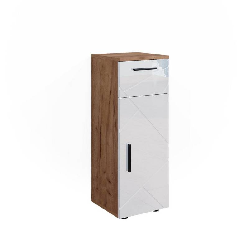 Vicco Midischrank Irma, Eiche/Weiß Hochglanz, 30 x 81 cm von Vicco