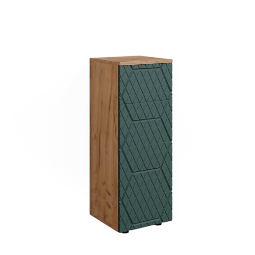 Vicco Midischrank Irma, Goldkraft Eiche/Grün, 30 x 81 cm mit 1 Schublade, 2 Fächer, Badezimmer von Vicco