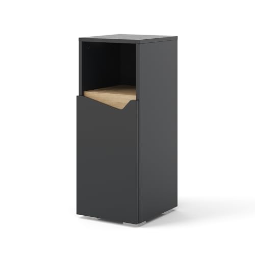 Vicco Midischrank Marelle, Anthrazit/Anthrazit, 30 x 74.5 cm mit Tür und offenem Fach von Vicco