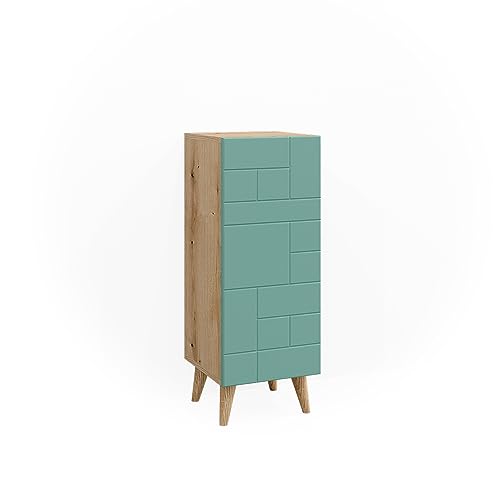 Vicco Midischrank Rudi, Badmöbel, Mintgrün/Eiche, 30.3 x 80.3 cm mit Tür von Vicco