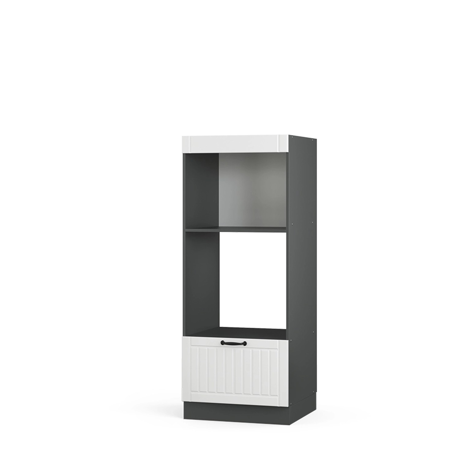 Vicco Mikrowellenschrank Fame-Line Weiß Landhaus/Anthrazit 60 cm Offen von Vicco
