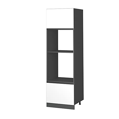 Vicco Mikrowellenschrank R-Line, Küchenregal für die Mikrowelle, Weiß/Anthrazit, 60 cm J-Shape von Vicco