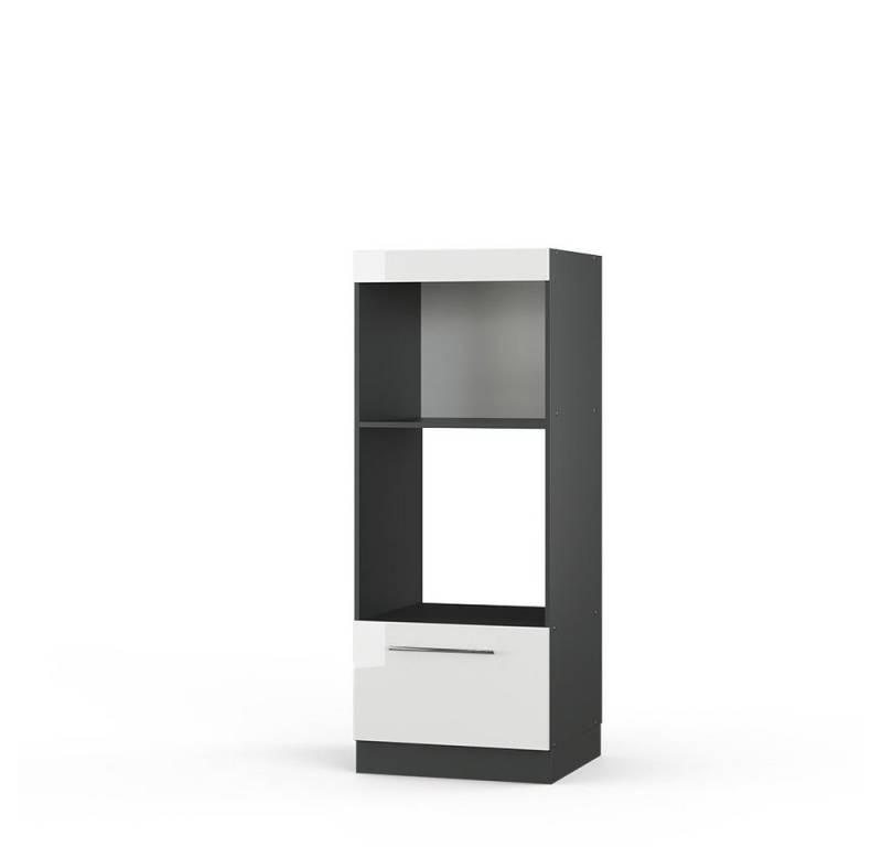 Vicco Mikrowellenumbauschrank Fame-Line, Weiß Hochglanz/Anthrazit, 60 cm offen von Vicco