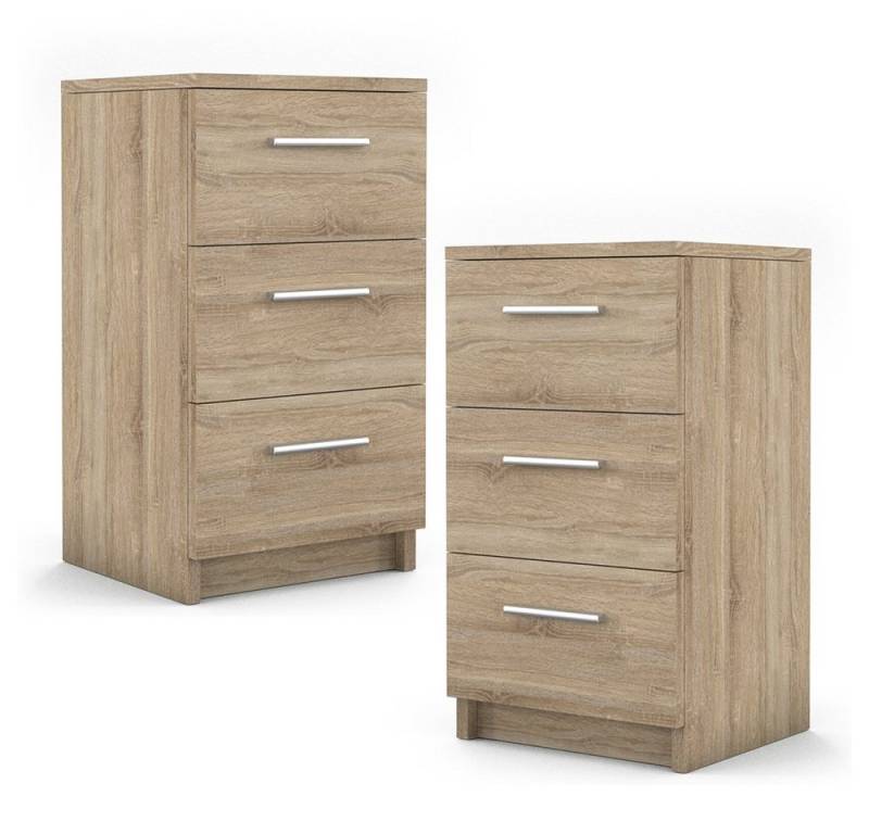 Vicco Nachtkommode, Sonoma, 38 x 66 cm 2er Set, Platzsparend von Vicco