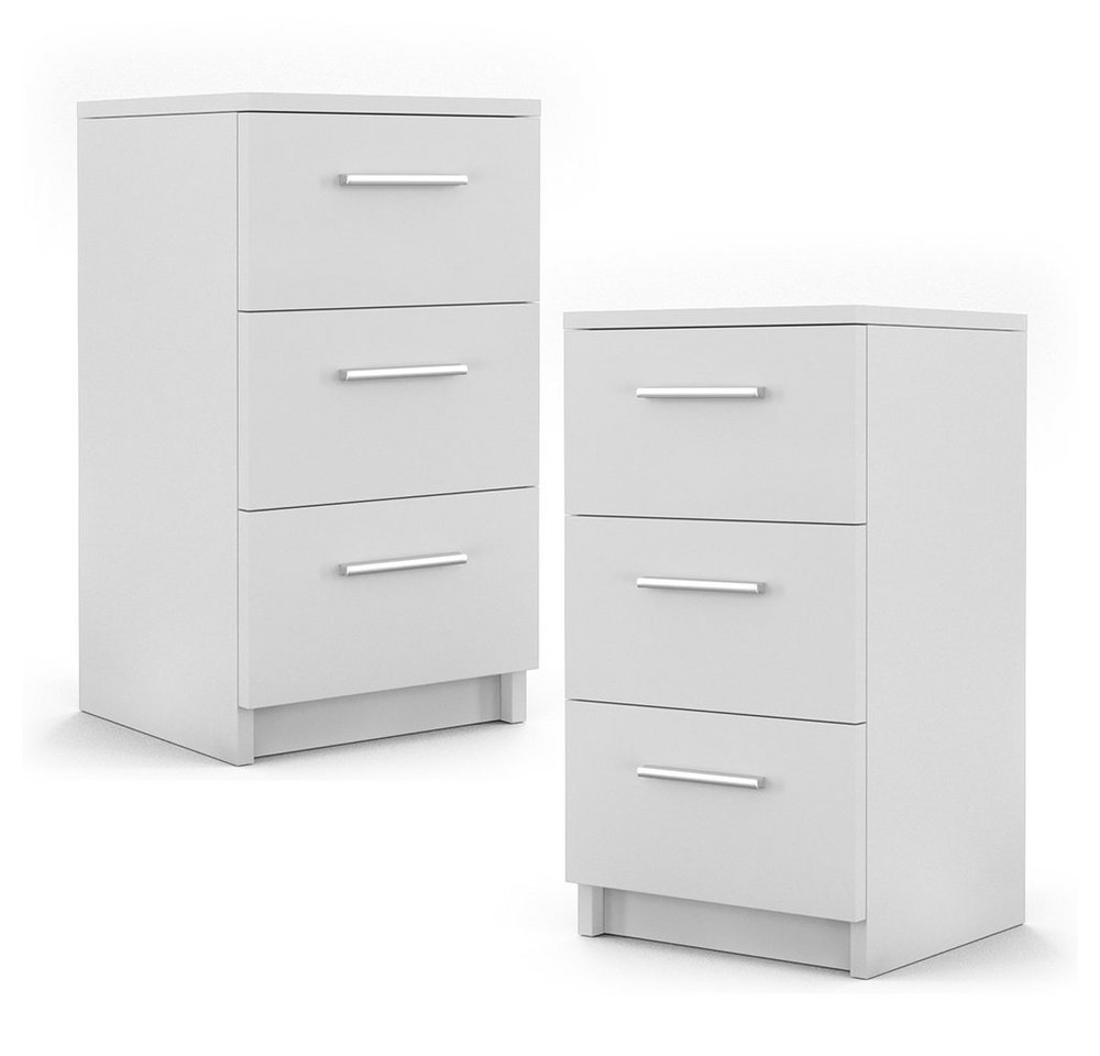 Vicco Nachtkommode, Weiß, 38 x 66 cm 2er Set, Platzsparend Vicco Nachtkommode, Weiß, 38 x 66 cm 2er Set, Platzsparend von Vicco