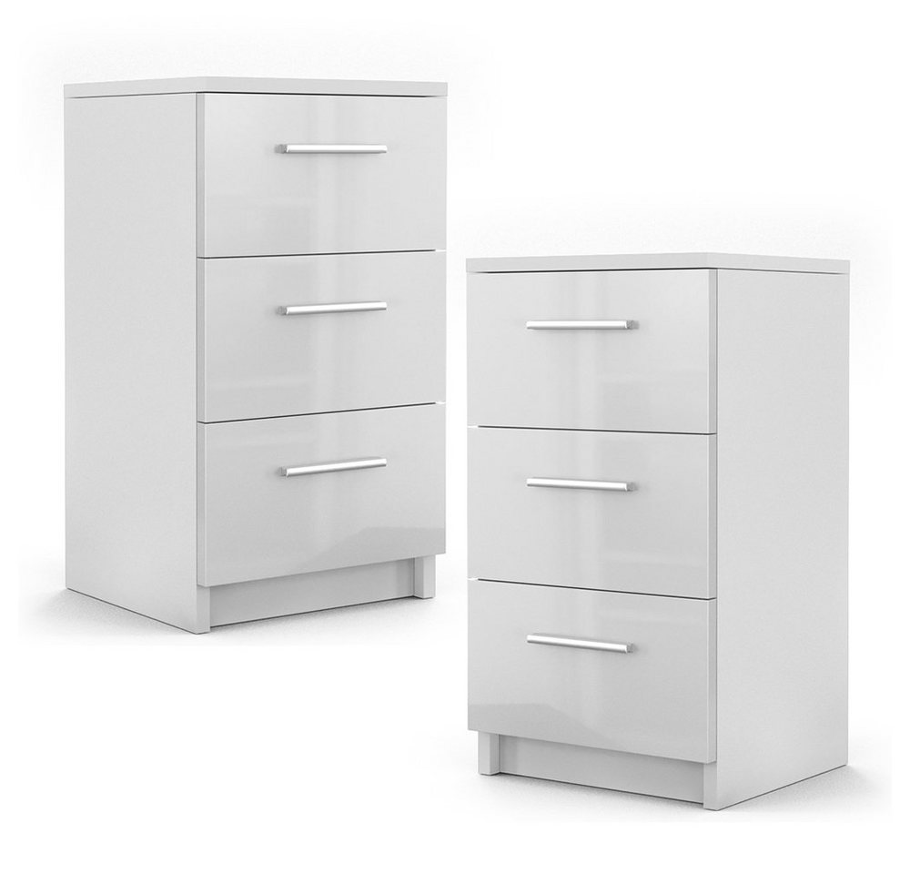 Vicco Nachtkommode, Weiß Hochglanz, 38 x 66 cm 2er Set Vicco Nachtkommode, Weiß Hochglanz, 38 x 66 cm 2er Set von Vicco