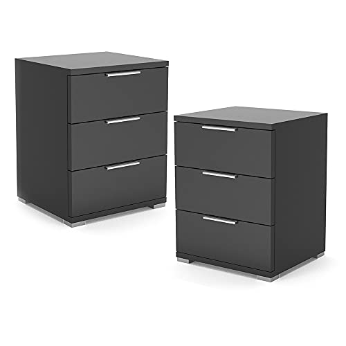 Vitalispa Nachttisch Florenz, Nachtkommode, Schwarz, 46 x 60 cm 2er Set von Vicco
