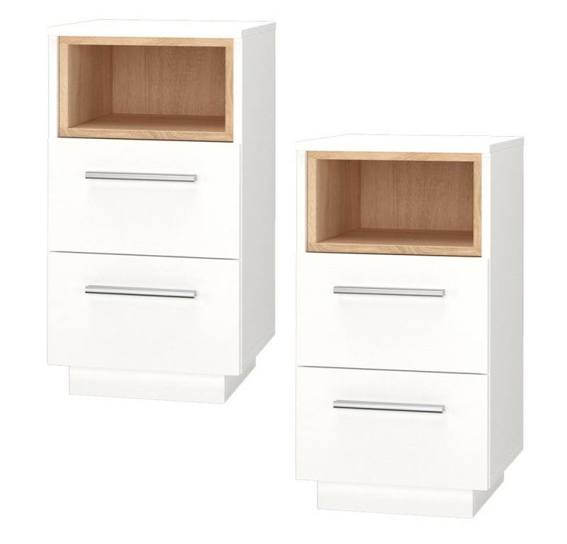 Vicco Nachtschrank Beatrice, Weiß/Sonoma, 36 x 68 cm 2er Set von Vicco