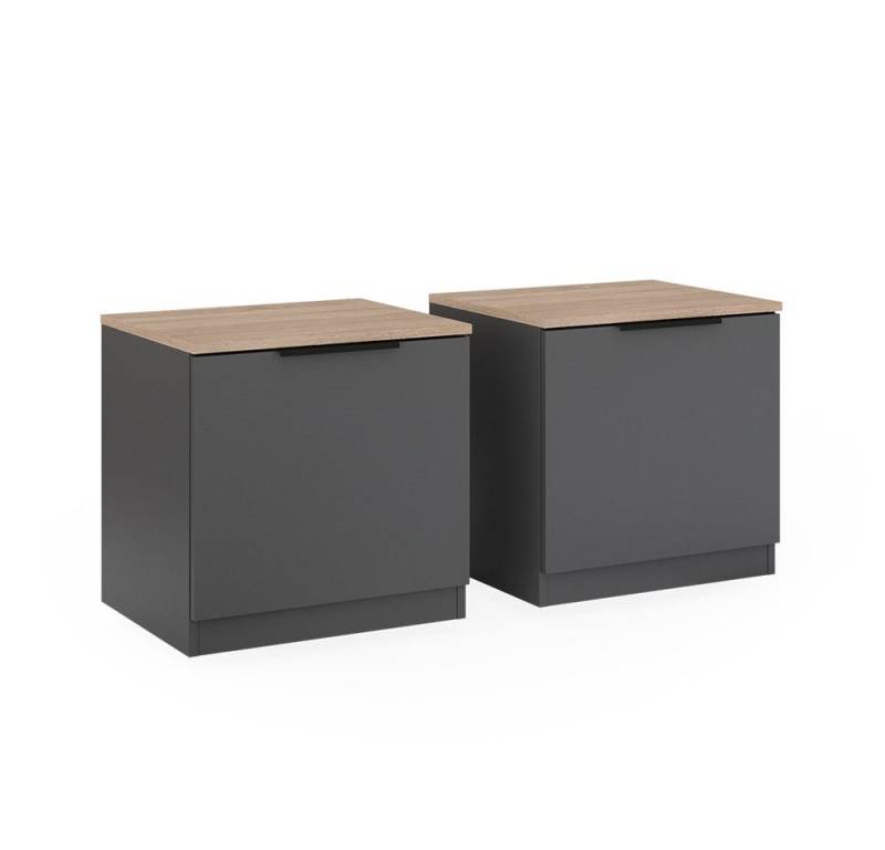 Vicco Nachtschrank Betti, Anthrazit/Eiche, 50 x 50 cm 2er Set von Vicco
