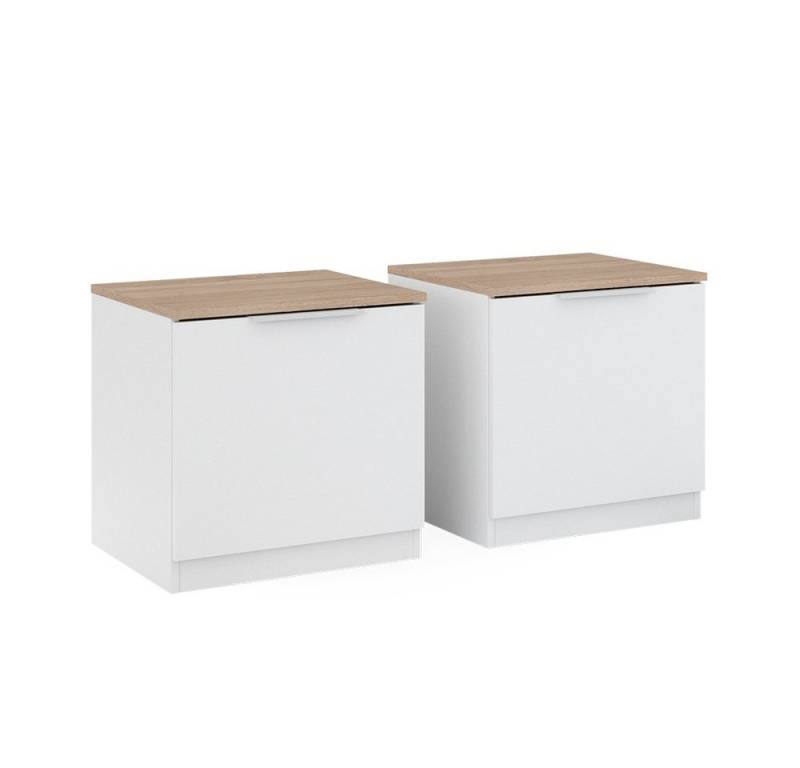 Vicco Nachtschrank Betti, Weiß/Sonoma, 50 x 50 cm 2er Set von Vicco