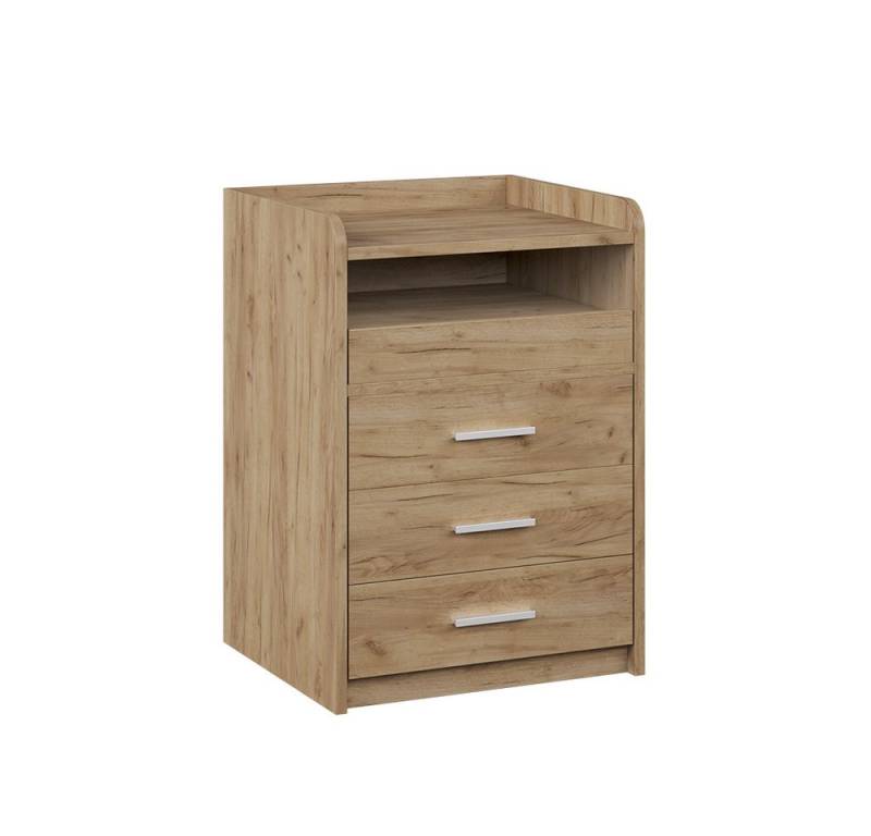 Vicco Nachtschrank Edis, Goldkraft Eiche, 45 x 64 cm mit 3 Schubladen von Vicco