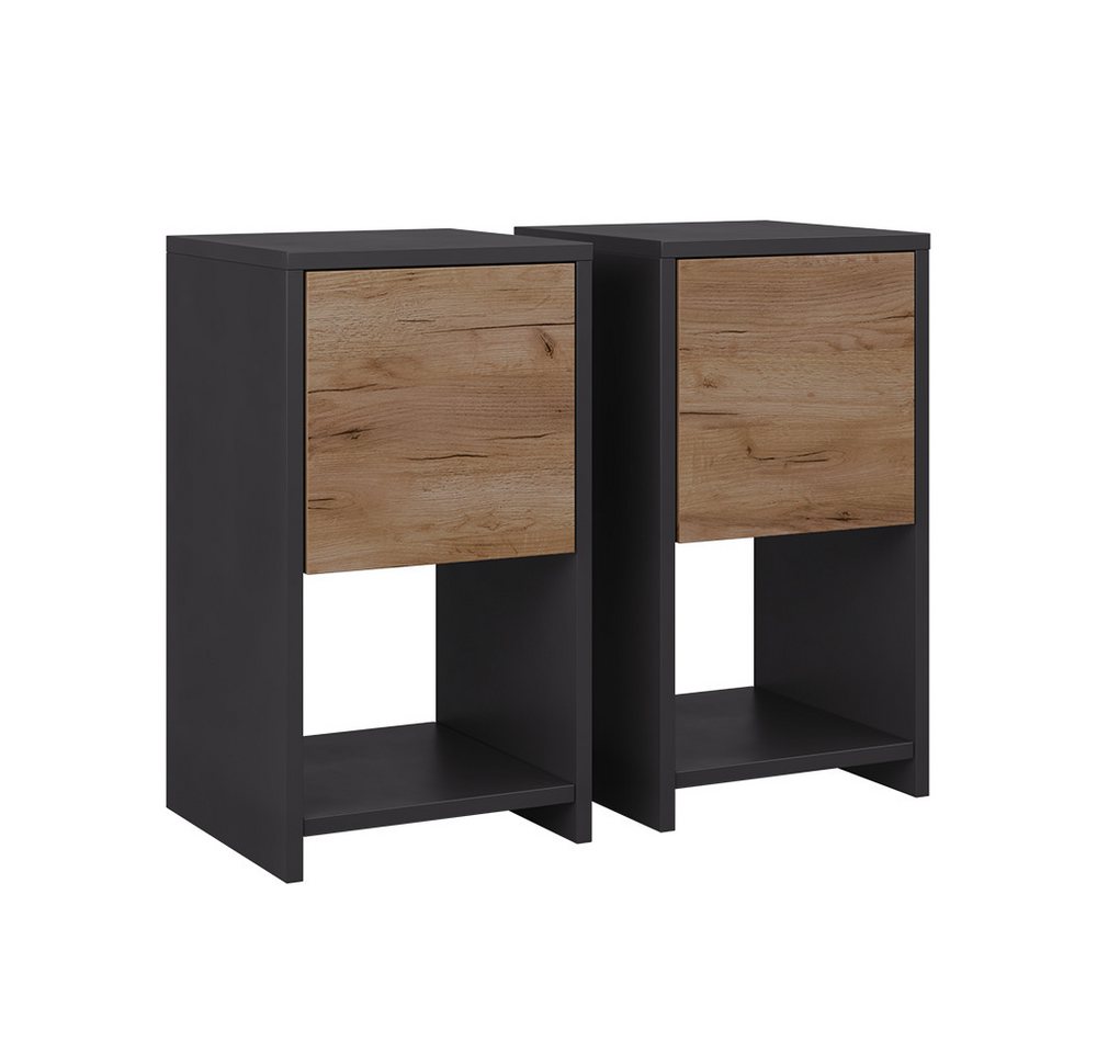 Vicco Nachtschrank Evo, Anthrazit/Goldkraft Eiche, 2er Set Vicco Nachtschrank Evo, Anthrazit/Goldkraft Eiche, 2er Set von Vicco