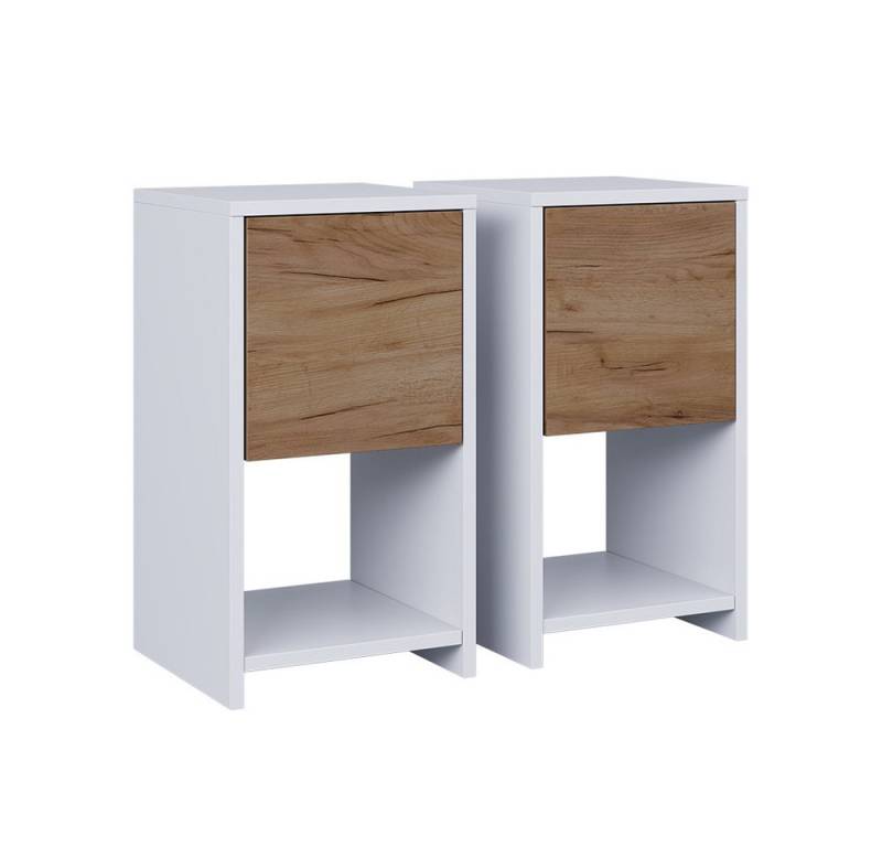 Vicco Nachtschrank Evo, Weiß/Goldkraft Eiche, 2er Set Vicco Nachtschrank Evo, Weiß/Goldkraft Eiche, 2er Set von Vicco