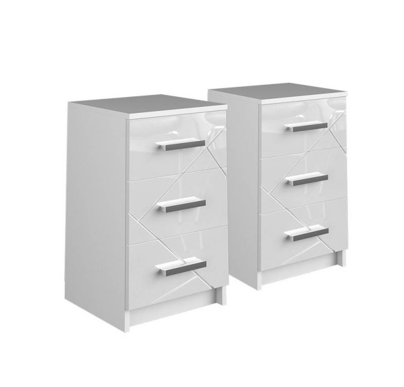 Vicco Nachtschrank Irma, Weiß Hochglanz, 37.6 x 66 cm 2er Set Vicco Nachtschrank Irma, Weiß Hochglanz, 37.6 x 66 cm 2er Set von Vicco