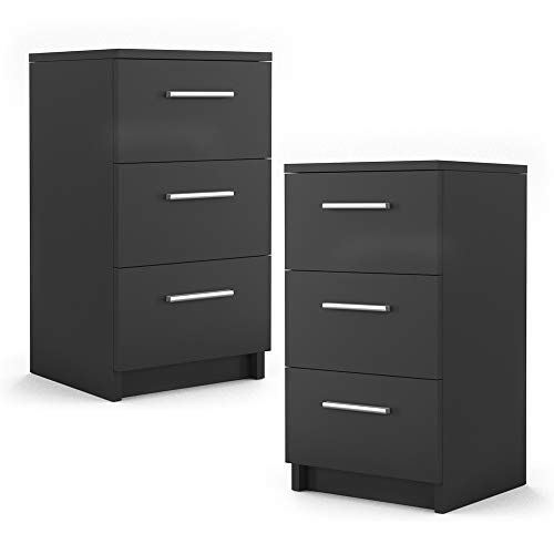 Vicco Nachttisch, Nachtkommode, Schwarz, 38 x 66 cm 2er Set von Vicco