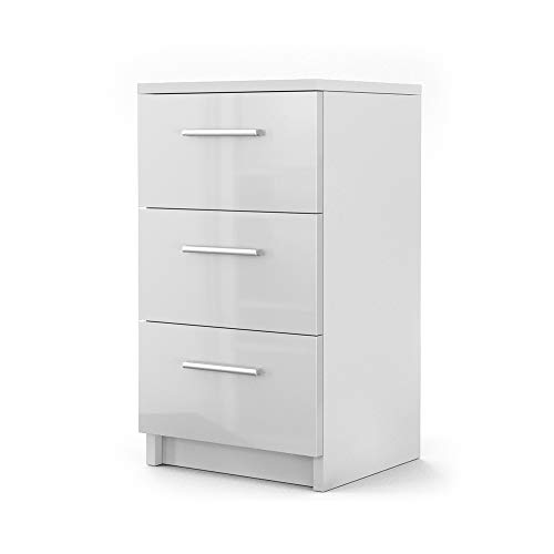 Vicco Nachttisch, Nachtkommode, Weiß Hochglanz, 38 x 66 cm von Vicco
