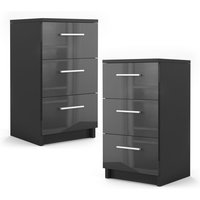 Nachtschrank Schwarz Hochglanz 2er Set für Boxspringbett Vicco von Vicco