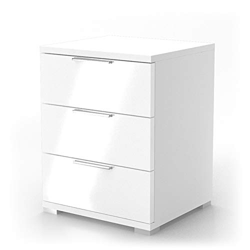 Vicco Nachttisch Florenz, Nachtkommode, Weiß Hochglanz, 46.2 x 60 cm von Vicco