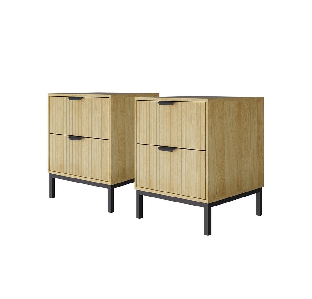 Vicco Nachtschrank Lennox, Eiche/Schwarz, 40 x 52 cm 2er Set Vicco Nachtschrank Lennox, Eiche/Schwarz, 40 x 52 cm 2er Set von Vicco