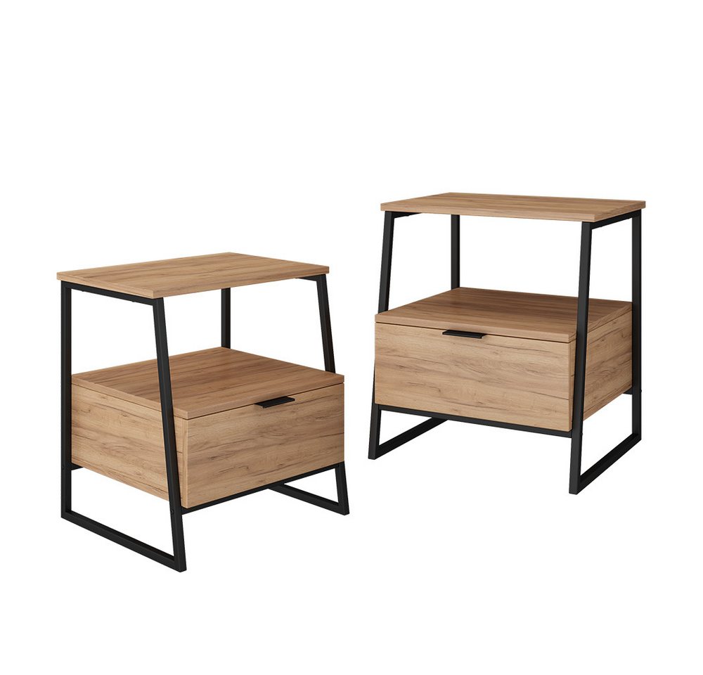 Vicco Nachtschrank Lunor, Goldkraft Eiche/Schwarz, 2er Set Vicco Nachtschrank Lunor, Goldkraft Eiche/Schwarz, 2er Set von Vicco
