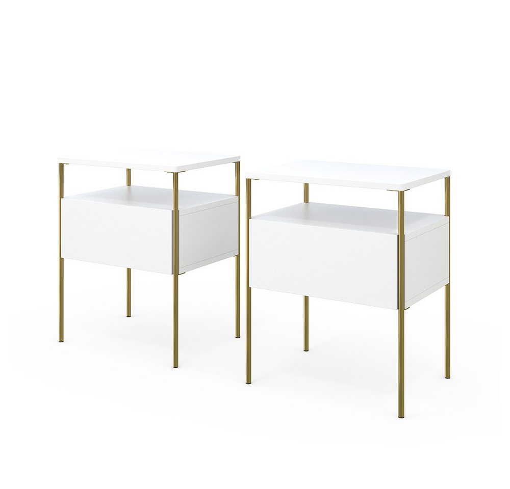 Vicco Nachtschrank Mira, Weiß/Gold, 40 x 50 cm 2er Set Vicco Nachtschrank Mira, Weiß/Gold, 40 x 50 cm 2er Set von Vicco