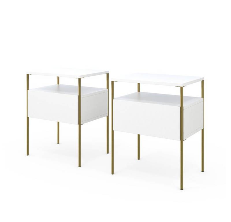Vicco Nachtschrank Mira, Weiß/Gold, 40 x 50 cm 2er Set von Vicco