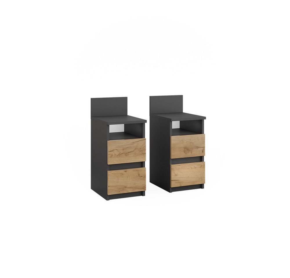 Vicco Nachtschrank Monty, Anthrazit/Goldkraft Eiche, 25 x 59.1 cm 2er Set Vicco Nachtschrank Monty, Anthrazit/Goldkraft Eiche, 25 x 59.1 cm 2er Set von Vicco