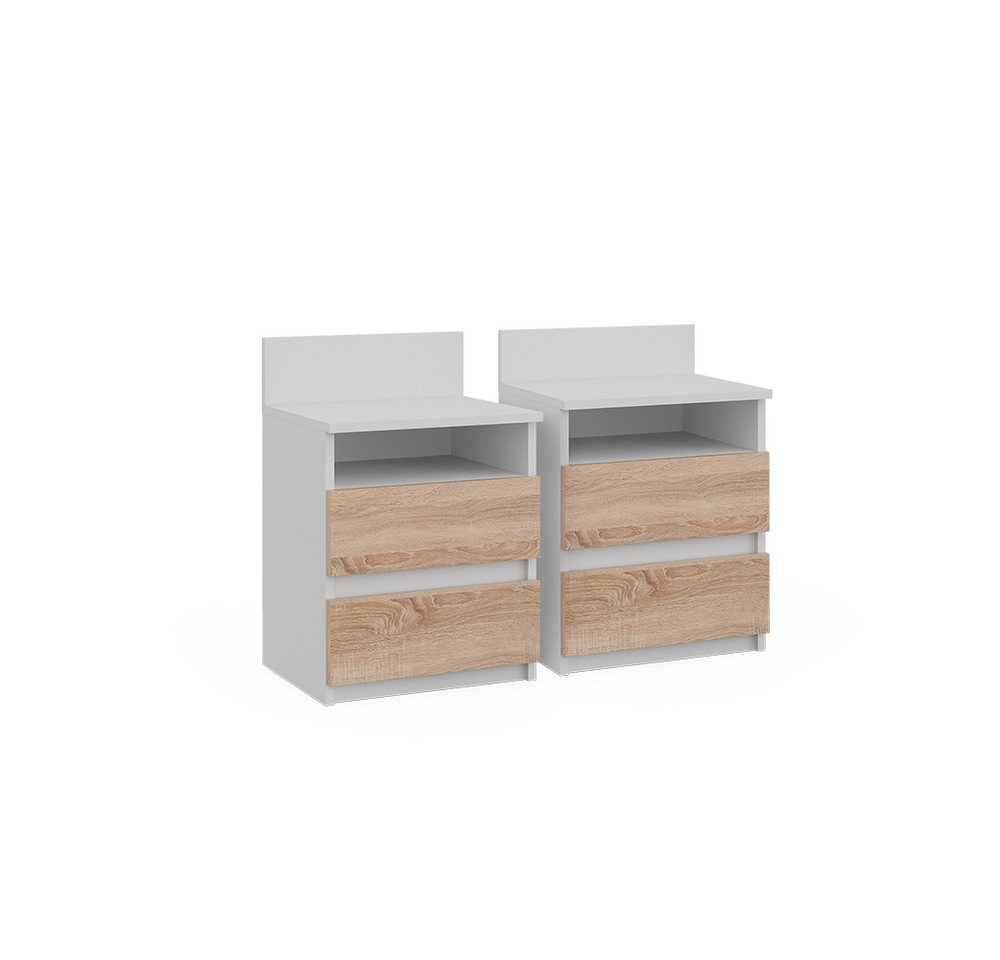 Vicco Nachtschrank Monty, Weiß/Sonoma, 32.3 x 59.1 cm 2er Set Vicco Nachtschrank Monty, Weiß/Sonoma, 32.3 x 59.1 cm 2er Set von Vicco
