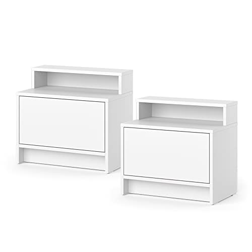 Vicco Nachtschrank Naara, Nachtkommode, Weiß, 50.2 x 46.4 cm 2er-Set Vicco Nachtschrank Naara, Nachtkommode, Weiß, 50.2 x 46.4 cm 2er-Set von Vicco