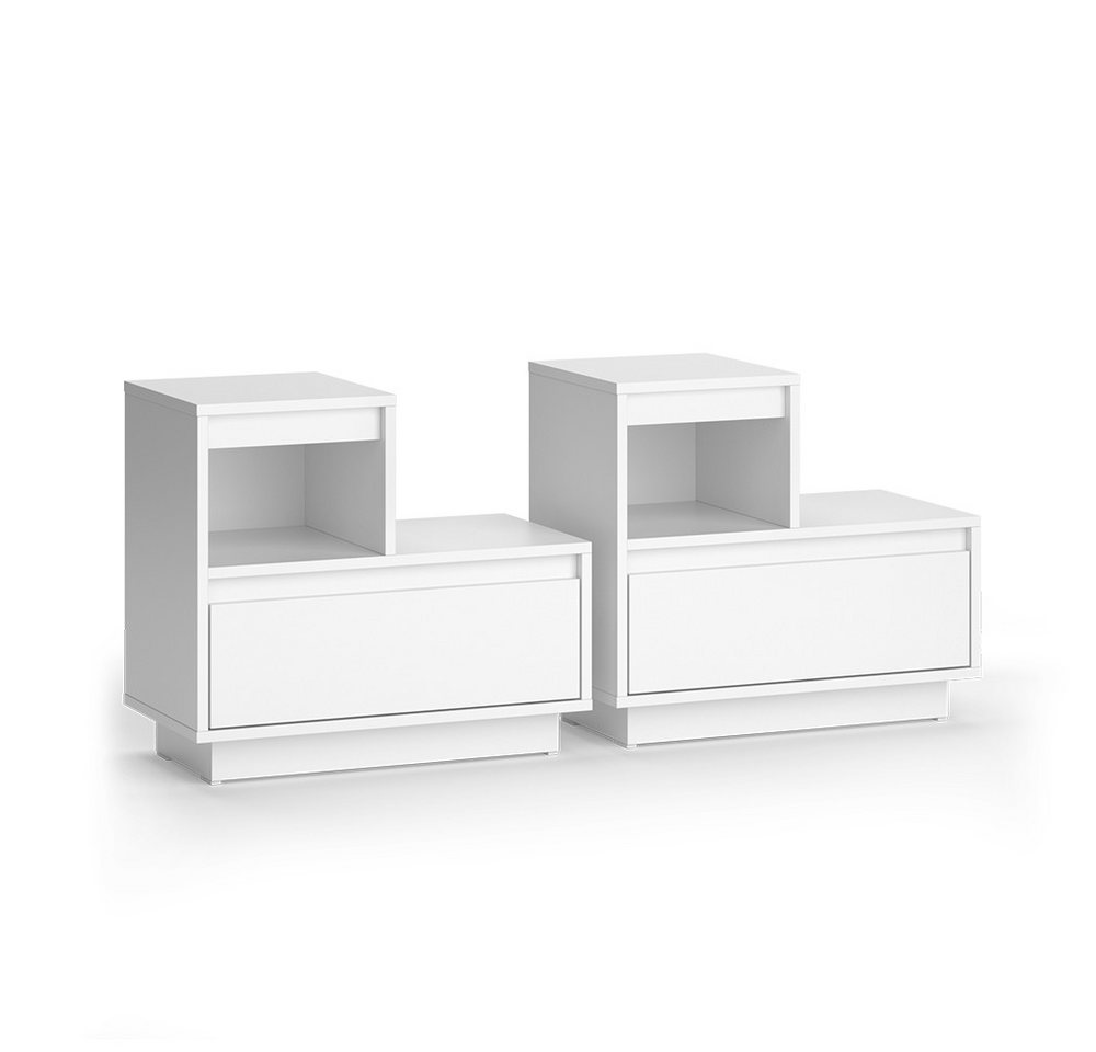 Vicco Nachtschrank Tina, Weiß, 59.4 x 53.2 cm 2er Set Vicco Nachtschrank Tina, Weiß, 59.4 x 53.2 cm 2er Set von Vicco