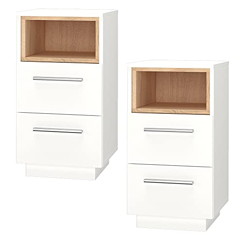 Vicco Nachttisch Beatrice, Nachtkommode, Weiß/Sonoma, 36 x 68 cm 2er Set von Vicco