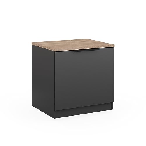 Vicco Nachttisch Betti, Nachtkommode, Anthrazit/Eiche, 50 x 50 cm von Vicco