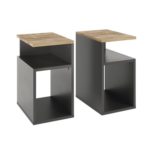 Vicco Nachttisch Elios, Anthrazit/Goldkraft Eiche, 2er Set von Vicco