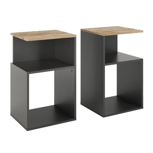 Vicco Nachttisch Elios, Anthrazit/Goldkraft Eiche, 2er Set Vicco Nachttisch Elios, Anthrazit/Goldkraft Eiche, 2er Set von Vicco