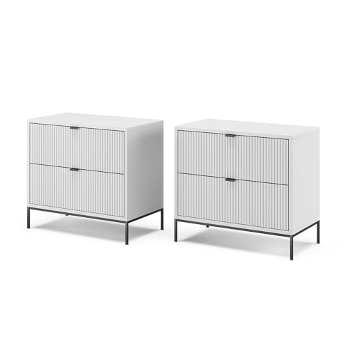Vicco Nachttisch Eliza, Nachtkommode, Weiß, 2er Set von Vicco