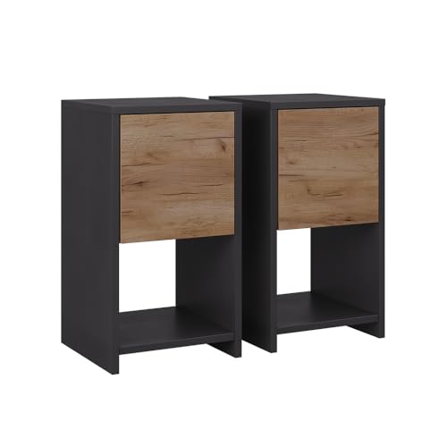 Vicco Nachttisch Evo, Anthrazit/Goldkraft Eiche, 2er Set von Vicco