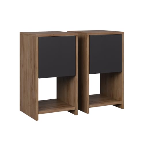 Vicco Nachttisch Evo, Goldkraft Eiche/Anthrazit, 2er Set von Vicco