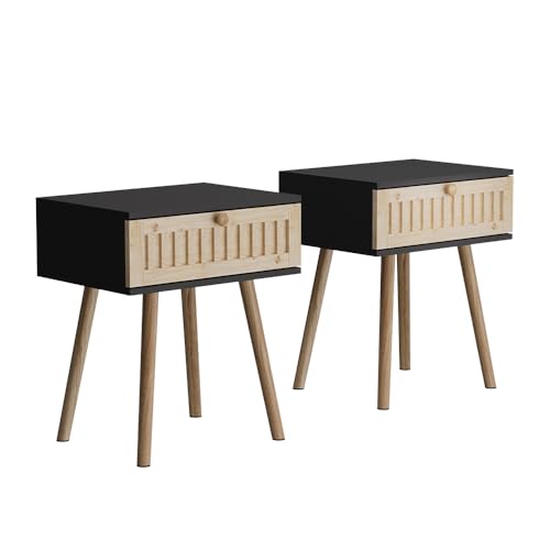 Vicco Nachttisch Holk, Nachtkommode, Anthrazit/Kiefer, 40 x 47 cm 2-er Set von Vicco