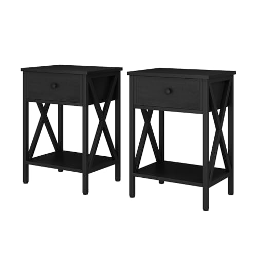 Vicco Nachttisch Keno, Nachtkommode, Schwarz, 40 x 55 cm 2er Set Vicco Nachttisch Keno, Nachtkommode, Schwarz, 40 x 55 cm 2er Set von Vicco