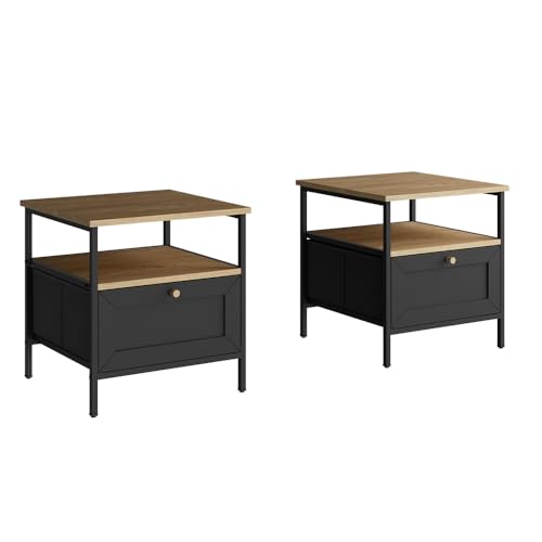 Vicco Nachttisch Lunis, Nachtkommode, Schwarz, 45 x 47 cm 2er Set Vicco Nachttisch Lunis, Nachtkommode, Schwarz, 45 x 47 cm 2er Set von Vicco