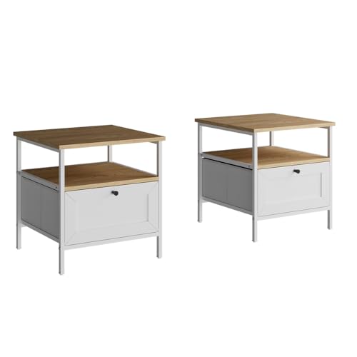 Vicco Nachttisch Lunis, Nachtkommode, Weiß, 45 x 47 cm 2er Set Vicco Nachttisch Lunis, Nachtkommode, Weiß, 45 x 47 cm 2er Set von Vicco