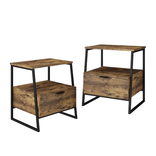 Vicco Nachttisch Lunor, Eiche rustikal/Schwarz, 2er Set Vicco Nachttisch Lunor, Eiche rustikal/Schwarz, 2er Set von Vicco