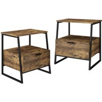 Vicco - Nachttisch Lunor, Eiche rustikal/Schwarz, 2er Set von Vicco