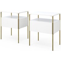 Vicco - Nachttisch Mira, Weiß/Gold, 40 x 50 cm 2er Set von Vicco